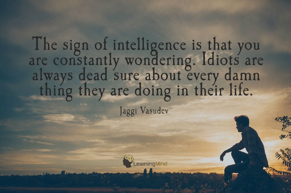 The sign of intelligence is that you are constantly wondering. Idiots are always dead sure about every damn thing they are doing in their life