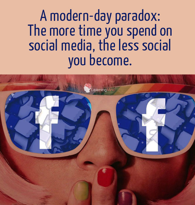 The more time you spend on social media, the less social you become.