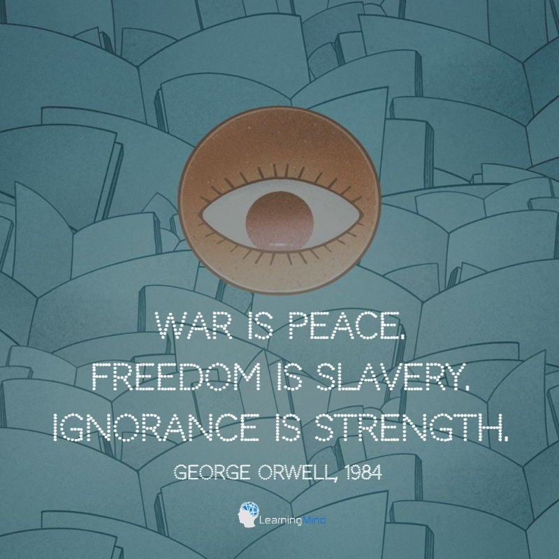 War is peace Freedom is slavery Ignorance is strength